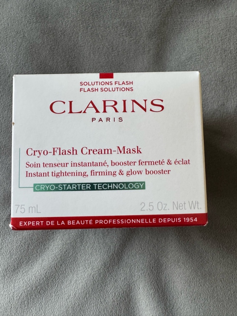 Clarins Cryo-Flash Cream-Mask White and Red Packaging